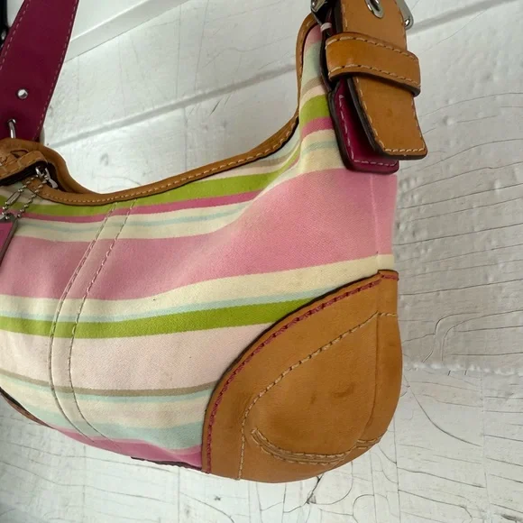 Vintage Coach 1884 Soho Twill Striped Hobo Bag Y2K - Picture 3 of 8